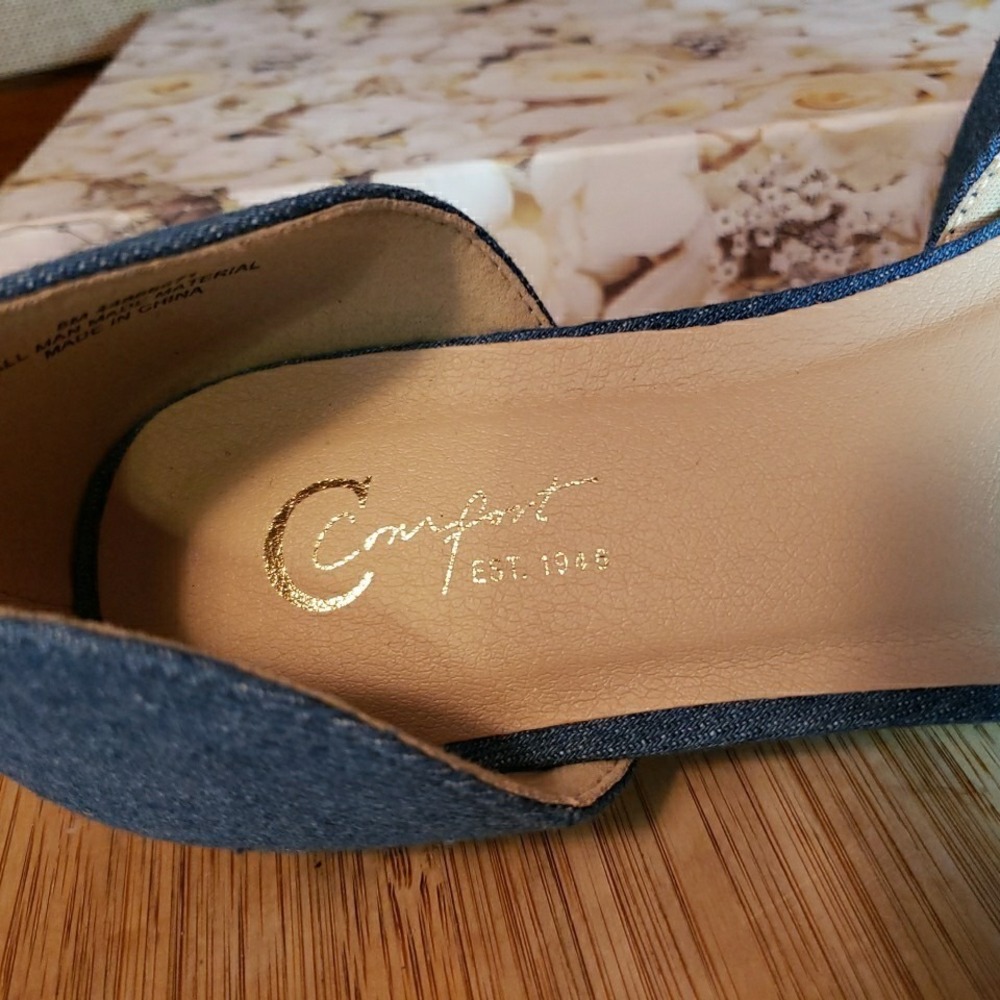 Comfort Est. 1946 Blue Denim Bow Slip-On Pointed Toe Shoes Ballet Flats Women 8M - Picture 10 of 10